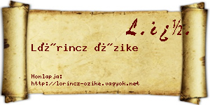Lőrincz Őzike névjegykártya